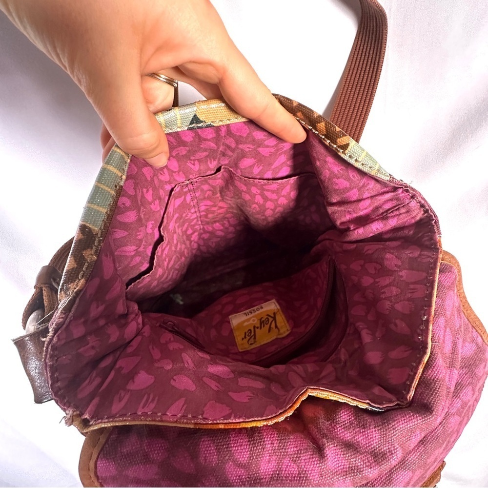 Fossil Key-Per Multicolor Coated Canvas Crossbody Festival Y2K Retro Lightweight - Picture 6 of 15